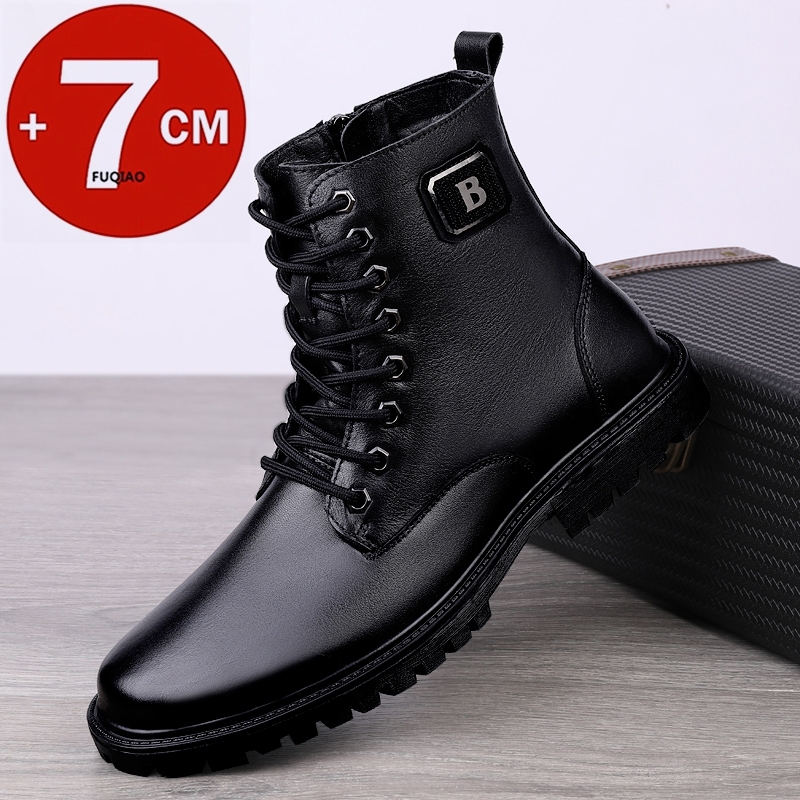 Men'S Shoes With Height Increase - Men's Genuine Leather Elevator Boots Winter