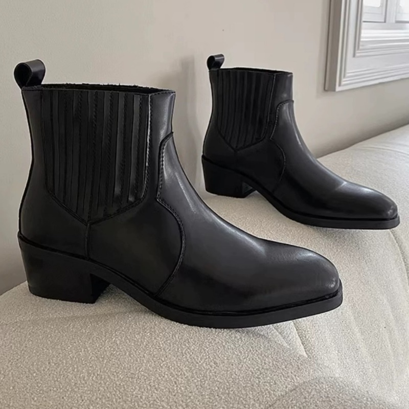 Men'S Shoes With Height Increase - Autumn Winter Black Leather Shoes Man