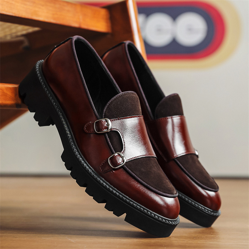 Men Shoes Prada - Loafers Men Leather Shoes Thick-soled British