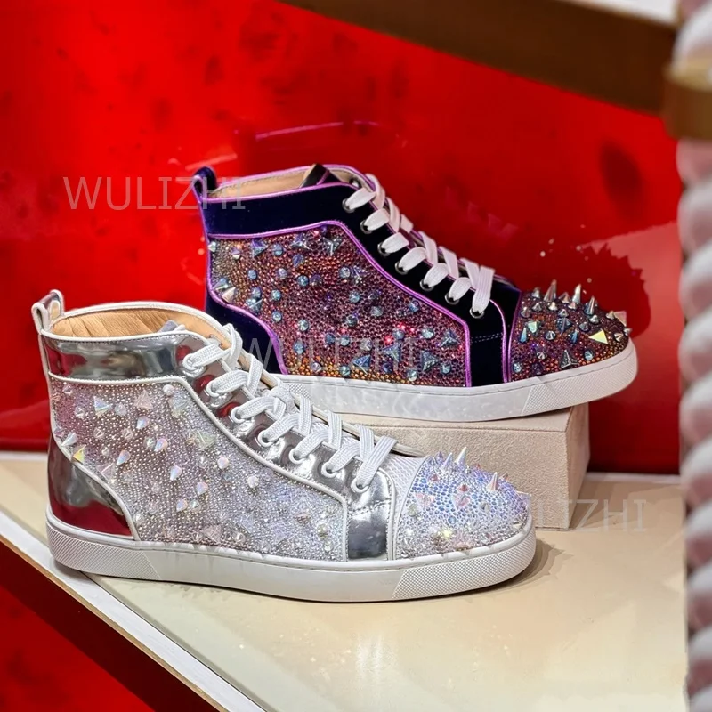 Men Shoes Red Tape - Dark Purple Crystal Rivet Men Sneakers