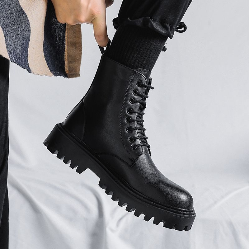 Men High Top Leather Boots Fas - Men'S Shoes With Height Increase review and price