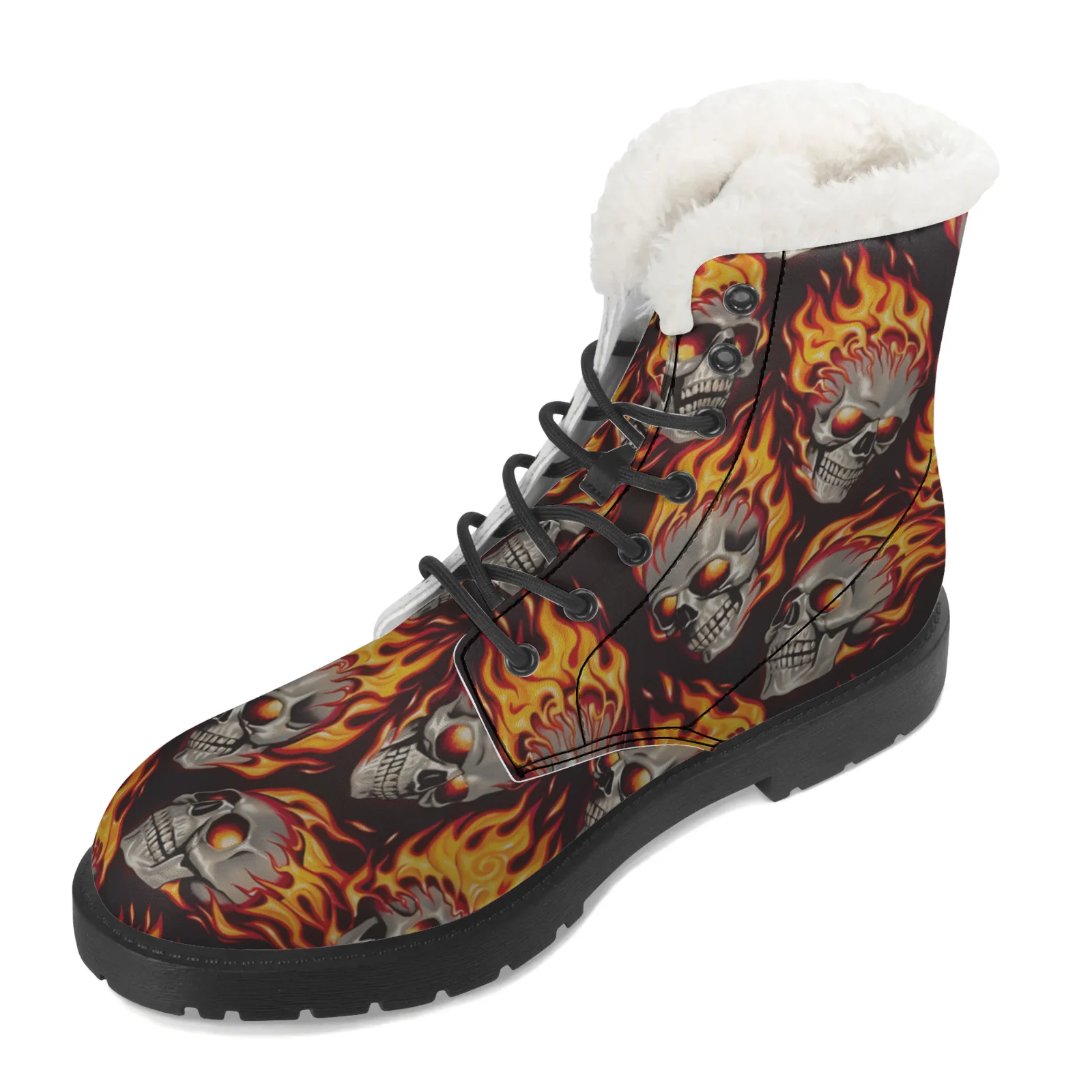 Fire Skull Patterns Snow Boots - Men Shoes Eu To Us review and price