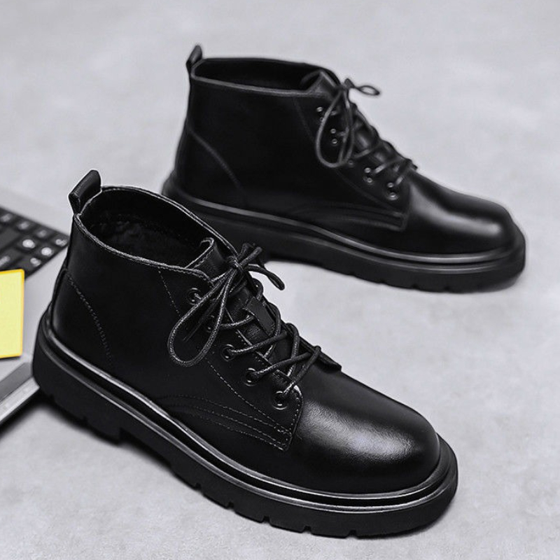 Leather Black Men High Top Lac - Men'S Shoes With Height Increase review and price